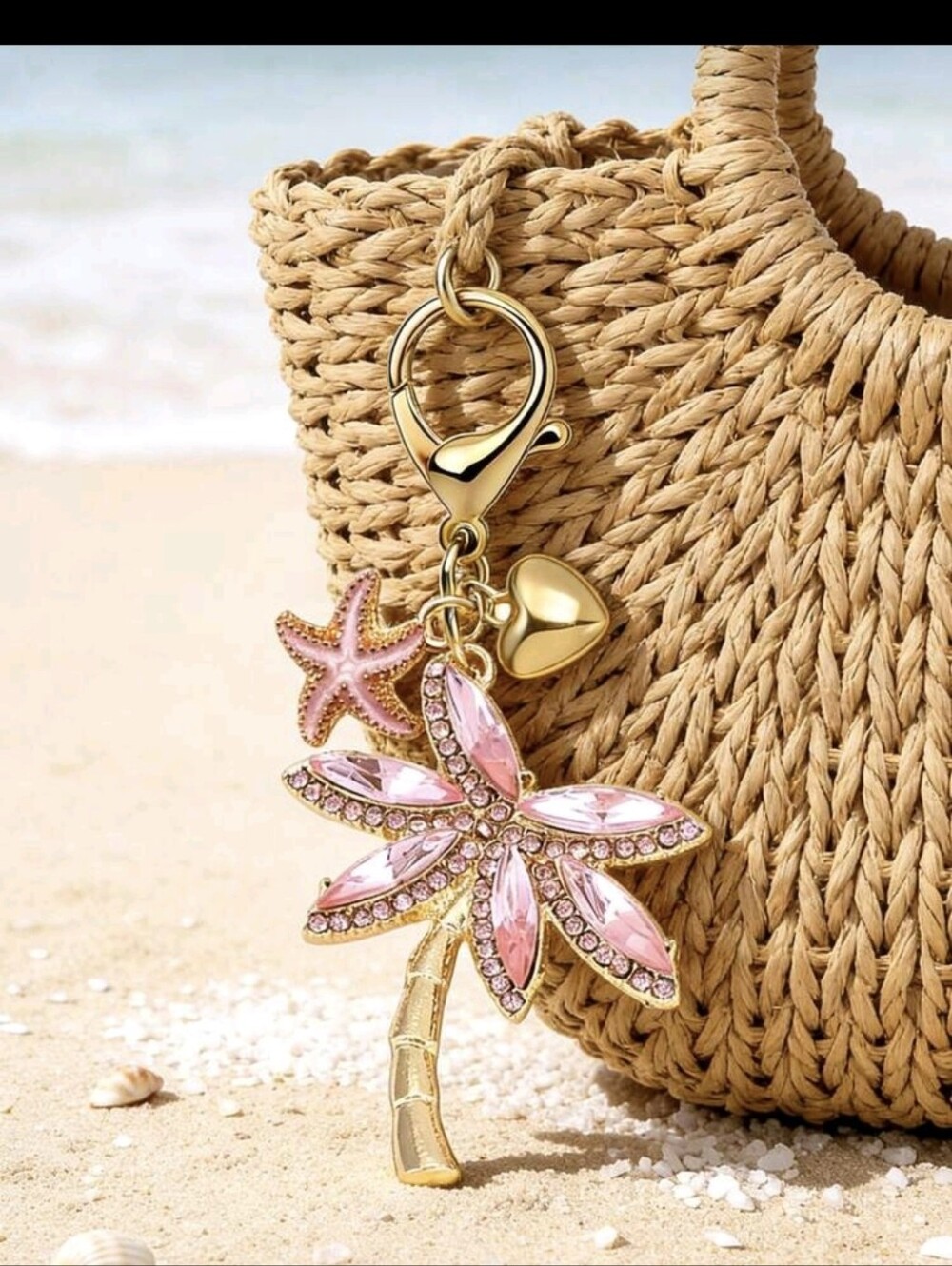 Palm Tree Tropical Beach Theme Bag Charm/ Keychain NEW